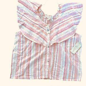 NWT French Laundry Cotton Striped Peach Too Women’s XL Sleeveless Shirt New